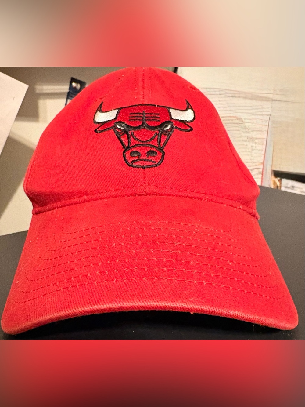 Chicago Bulls Red Baseball Cap with Embroidered Bull Logo